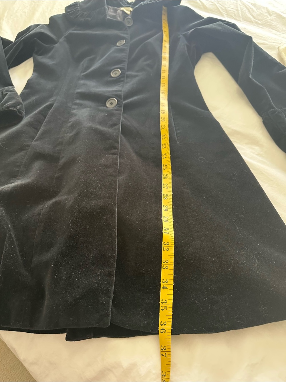 Odille (Anthropologie) velvet coat with ruffled collar and cuffs, size 8 - Picture 15 of 17
